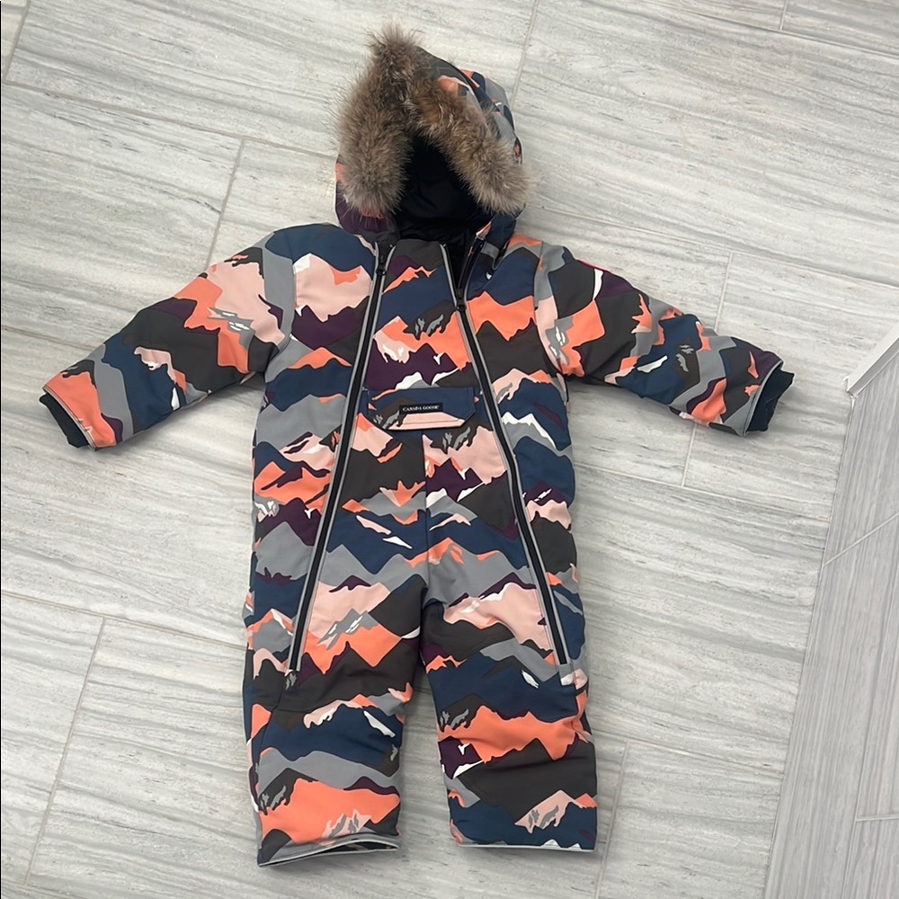 Canada Goose Colorful Camouflage Snowsuit with Fur Trim